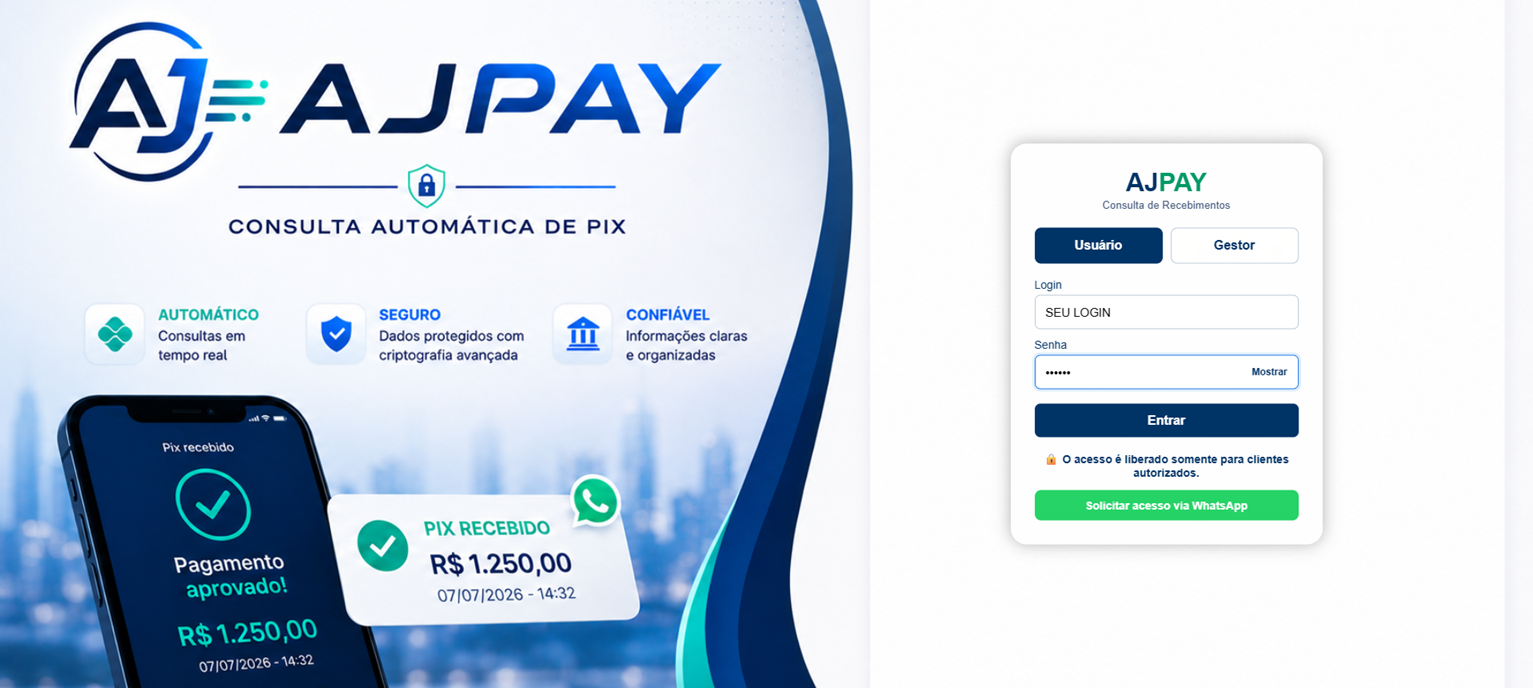 Login do usuário AJPAY